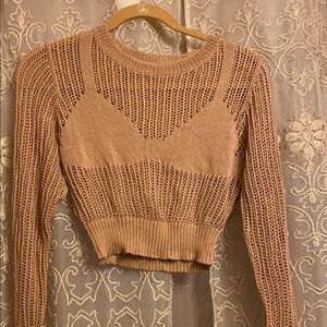 Brown Knit Cropped Sweater